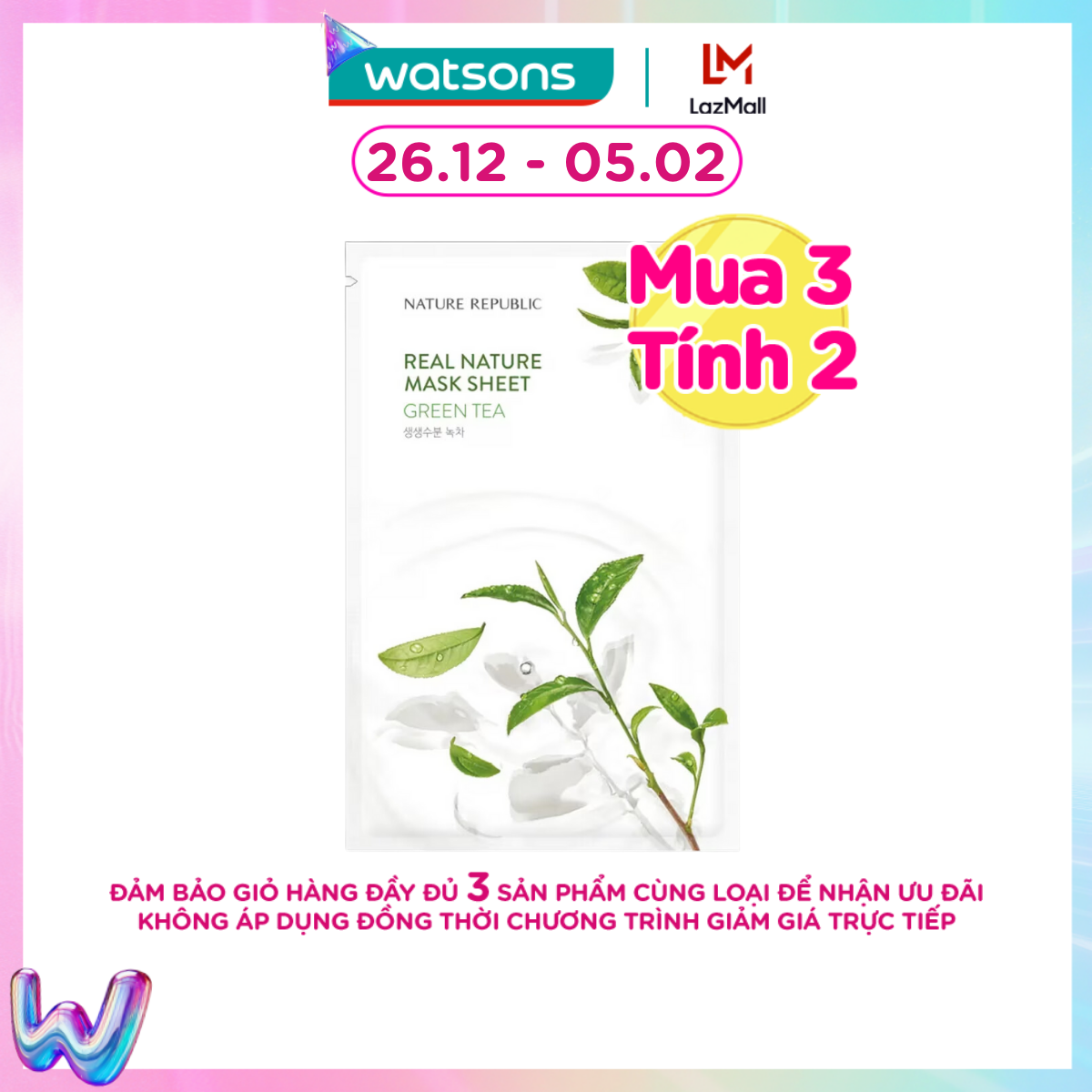 [MUA 3 TÍNH 2] Mặt Nạ Giấy Nature Republic Chiết Xuất Trà Xanh Tự Nhiên Real Nature Green Tea Mask 2