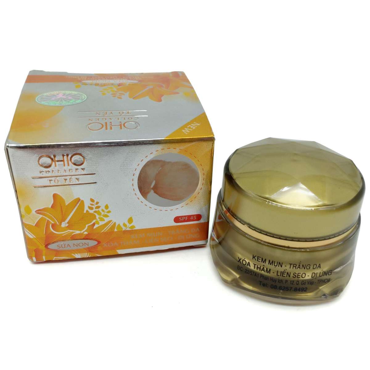 [HCM]Kem Mụn Trắng da Xóa thâm Liền sẹo Chống dị ứng dưỡng chất Collagen và Tổ yến OHIO (18g)