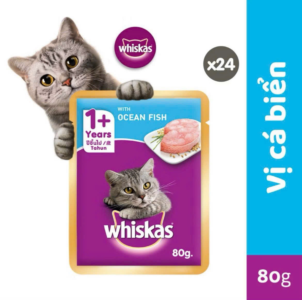 Pate mèo-pate gói -pate whiskas-Pate cho mèo Whiskas 80g đủ vị- Pate whiskas 80g