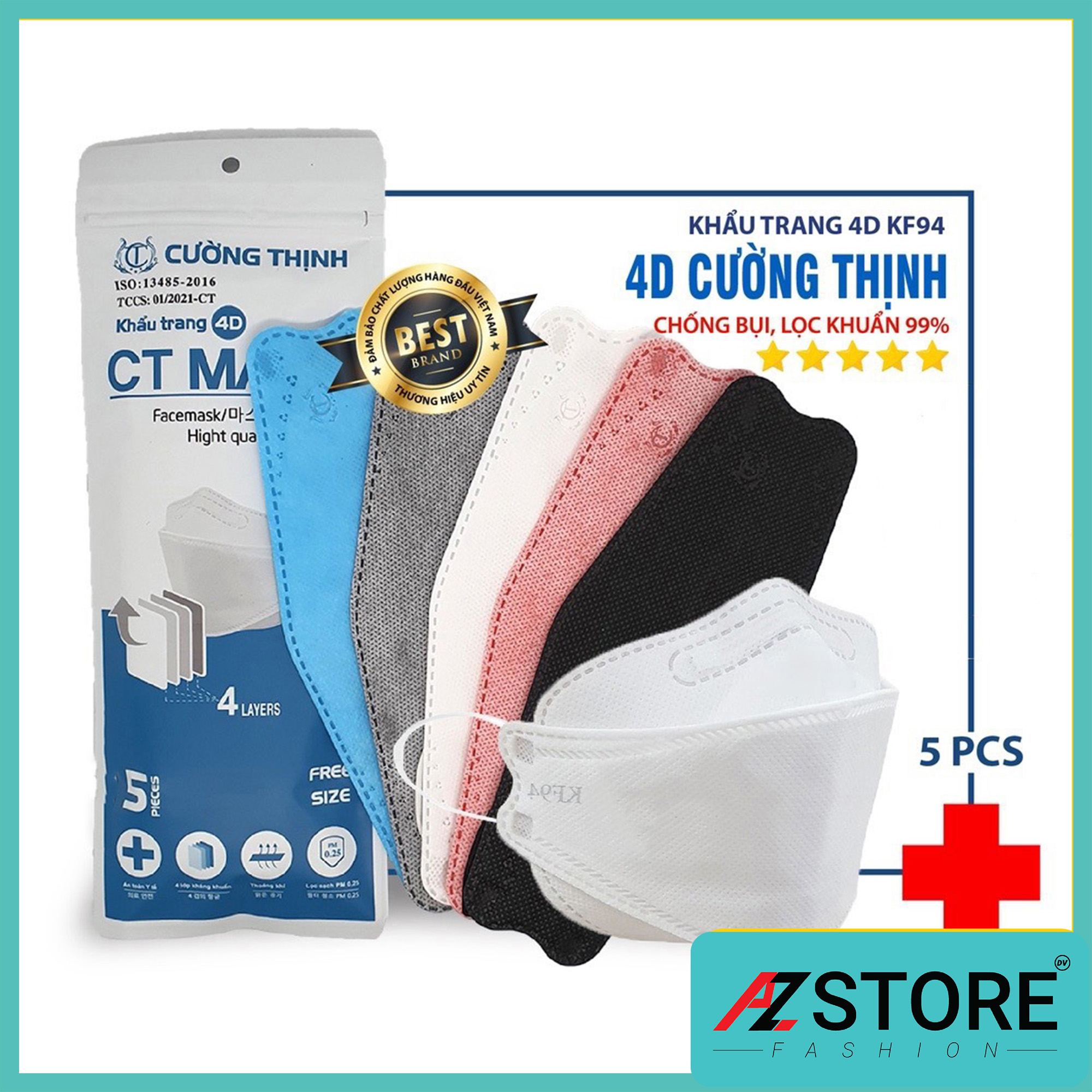 Khẩu trang y tế 4D Mask KF94 kiểu Hàn Quốc, tiêu chuẩn ISO- Hàng chính hãng (1 gói 5c) khẩu trang y tế, khẩu trang 3d mask, khẩu trang 3d land mask ( AZ STORE)