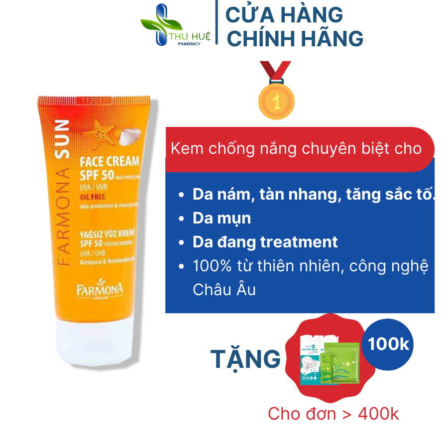 Kem Chống Nắng Farmona Sun Spf 50 Không Bết Dính Thẩm Thấu Nhanh Chuyên Biệt Cho Da Dầu Da Mụn Da Hỗn Hợp