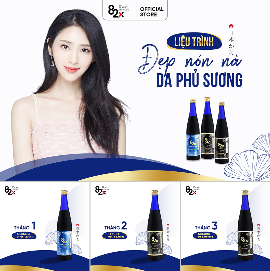 Đẹp Nõn Nà - Da Phủ Sương Căng Mướt Combo 3 Chai: Collagen + Sakura Collagen + Sakura Placent Nước Uống Đẹp Da Nhật Bản