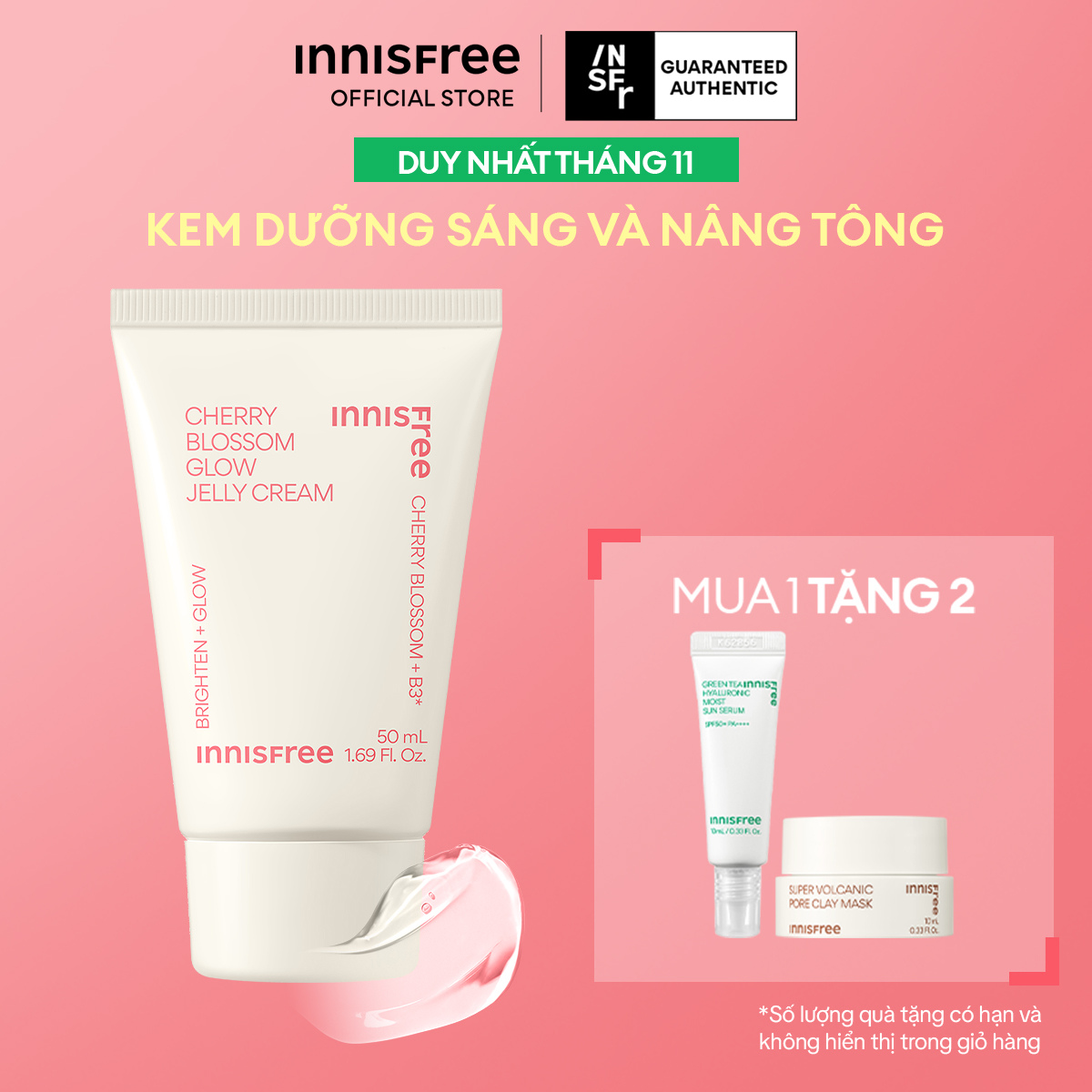 Kem dưỡng ẩm sáng da INNISFREE Jeju Cherry Blossom Jelly Cream - (Kết cấu dạng thạch)