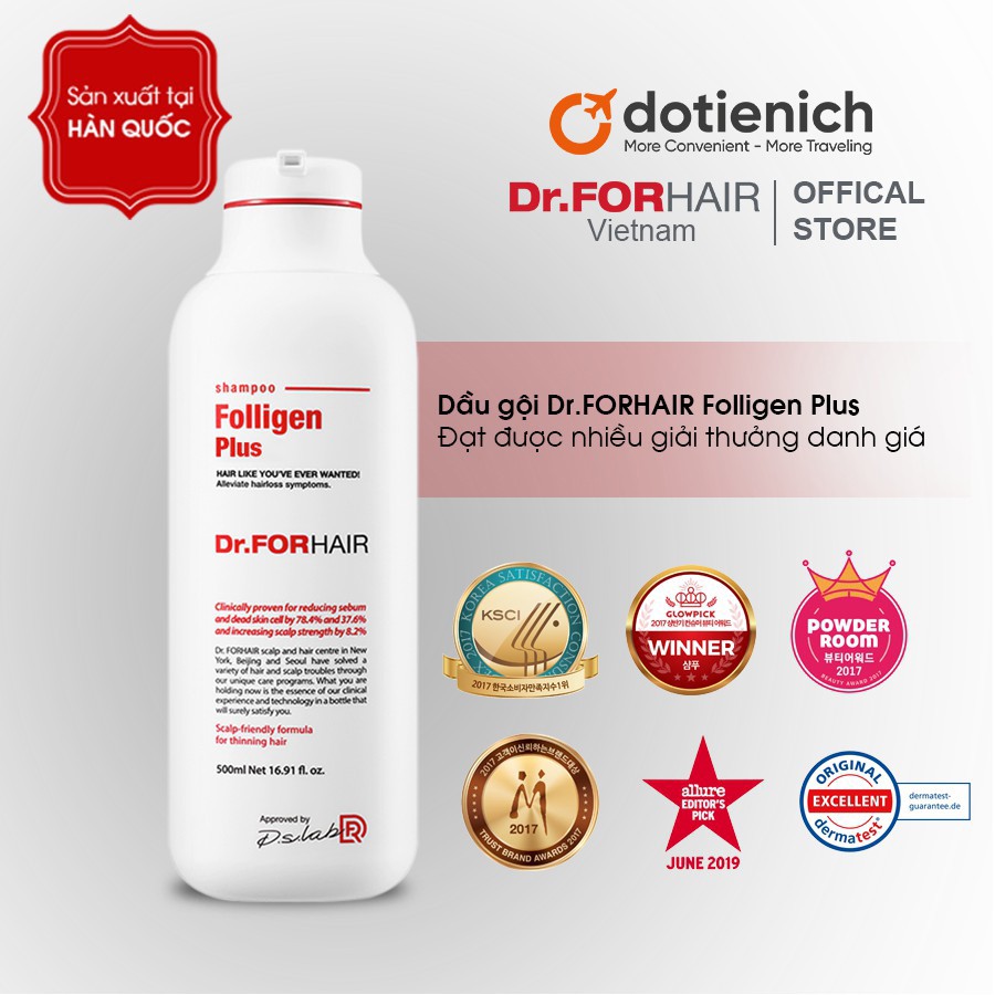 [Hcm]Dầu Gội Dr.for Hair Folligen Plus Shampoo 500Ml