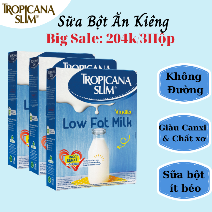 [Hcm]Combo 3 Hộp Sữa Bột Ăn Kiêng Không Đường Tropicana Slim Dành Cho Người Ăn Kiêng Hoặc Tiểu Đường [Date 09/2021]