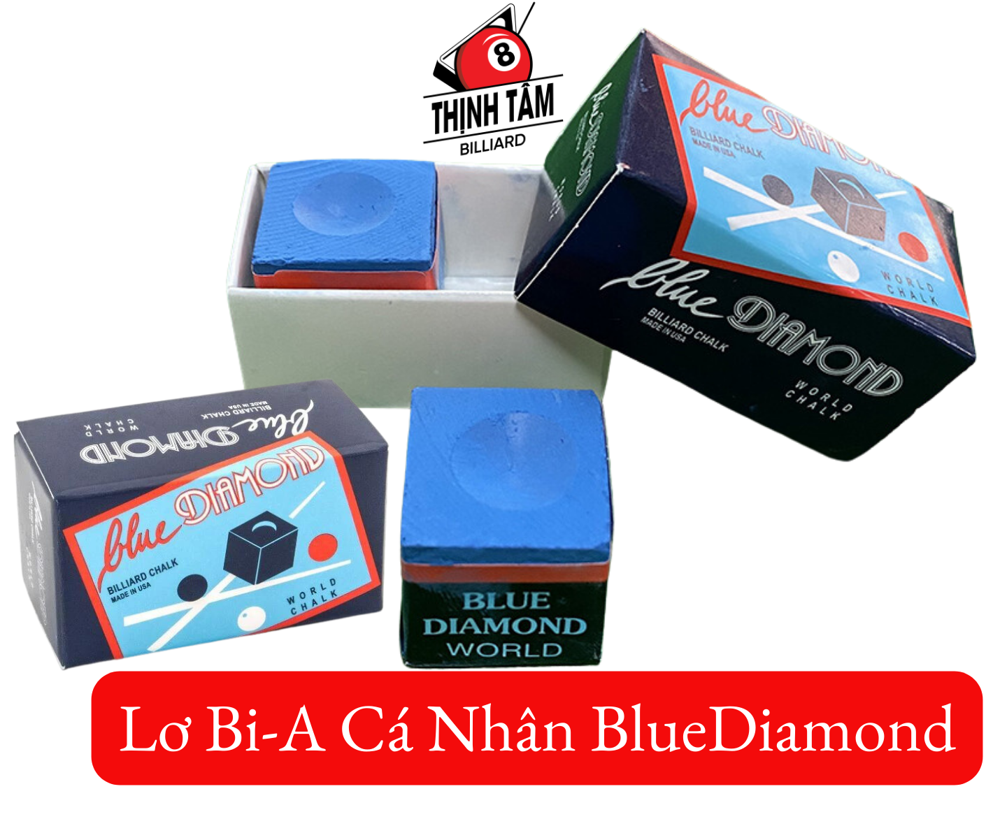 [THỊNH TÂM] Lơ Bida Cá Nhân Blue DiaMond Hộp 2 Viên Đài Loan [ Hộp Lơ BLUE DIAMOND ]