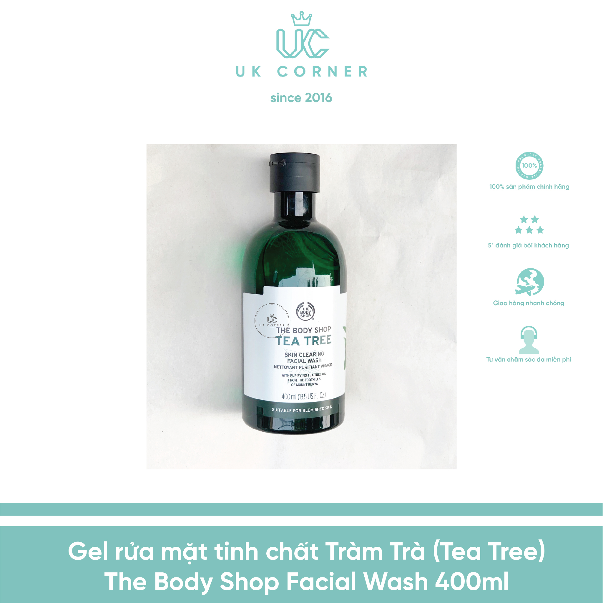 Rửa Mặt The Body Shop Tinh Chất Tràm Trà (Tea Tree) Facial Wash 400Ml