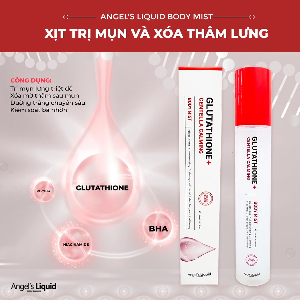 [Hcm]Xịt Giảm Mụn Lưng Angel&#39S Liquid Body Mist 150Ml