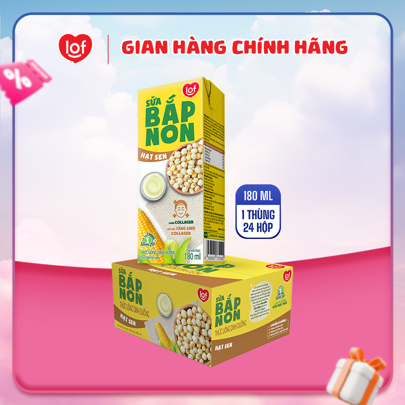 Sữa bắp non hạt sen LOF thùng 24 hộp x 180ml