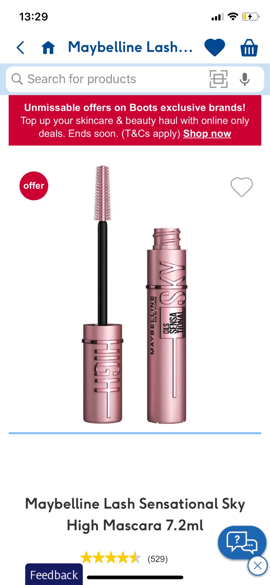 Mascara Maybelline Sky High Chống Nước