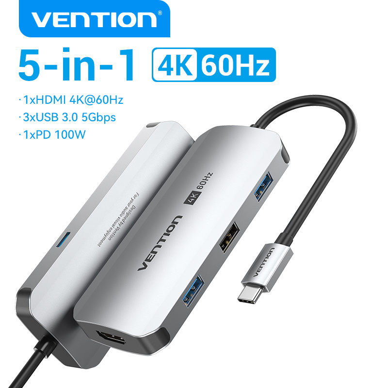 Vention USB C HUB Type C to 4K 60Hz HDMI USB 3.2 Gen 1 C 1000Mbps RJ45 VGA SD TF Card Reader 3.5mm A