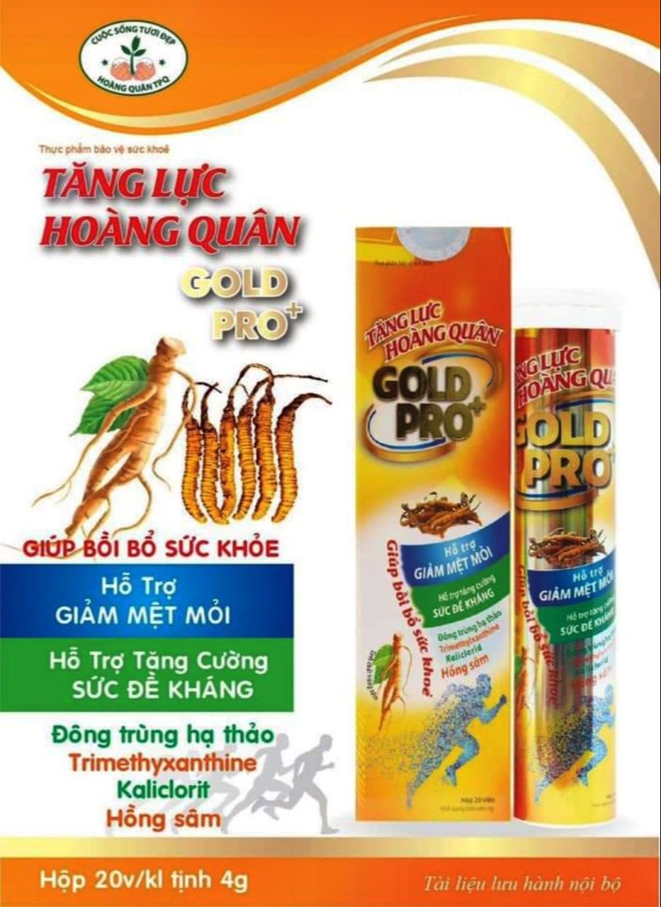 [Hcm]Viên Sủi Tăng Lực Hoàng Quân Gold Pro+Giúp Tăng Cường Sức Đề Kháng Giảm Căng Thẳng Mệt Mỏi Bổ Sung Năng Lượng - Tuýp 20 Viên(Tự Nhiên)