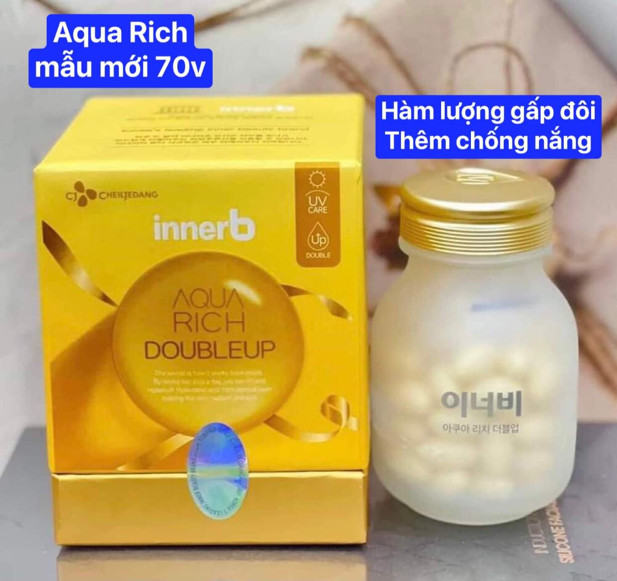 Viên Cấp Nước Colagen Siêu Căng Bóng Aqua Rich Hàn Quốc - Hộp 70 Viên