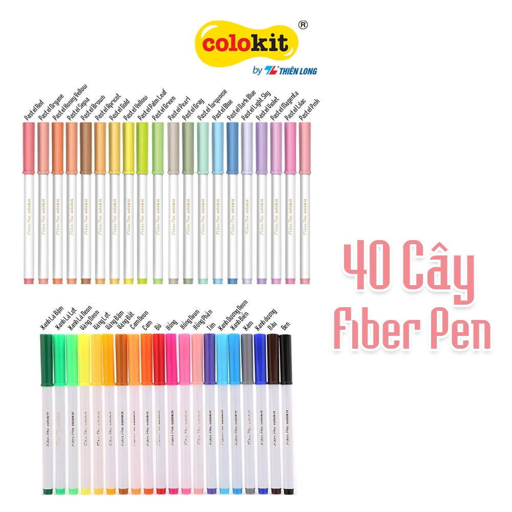 Bút lông màu Fiber Pen Thiên Long Colokit - Có thể rửa được- Combo 40/56/76 cây