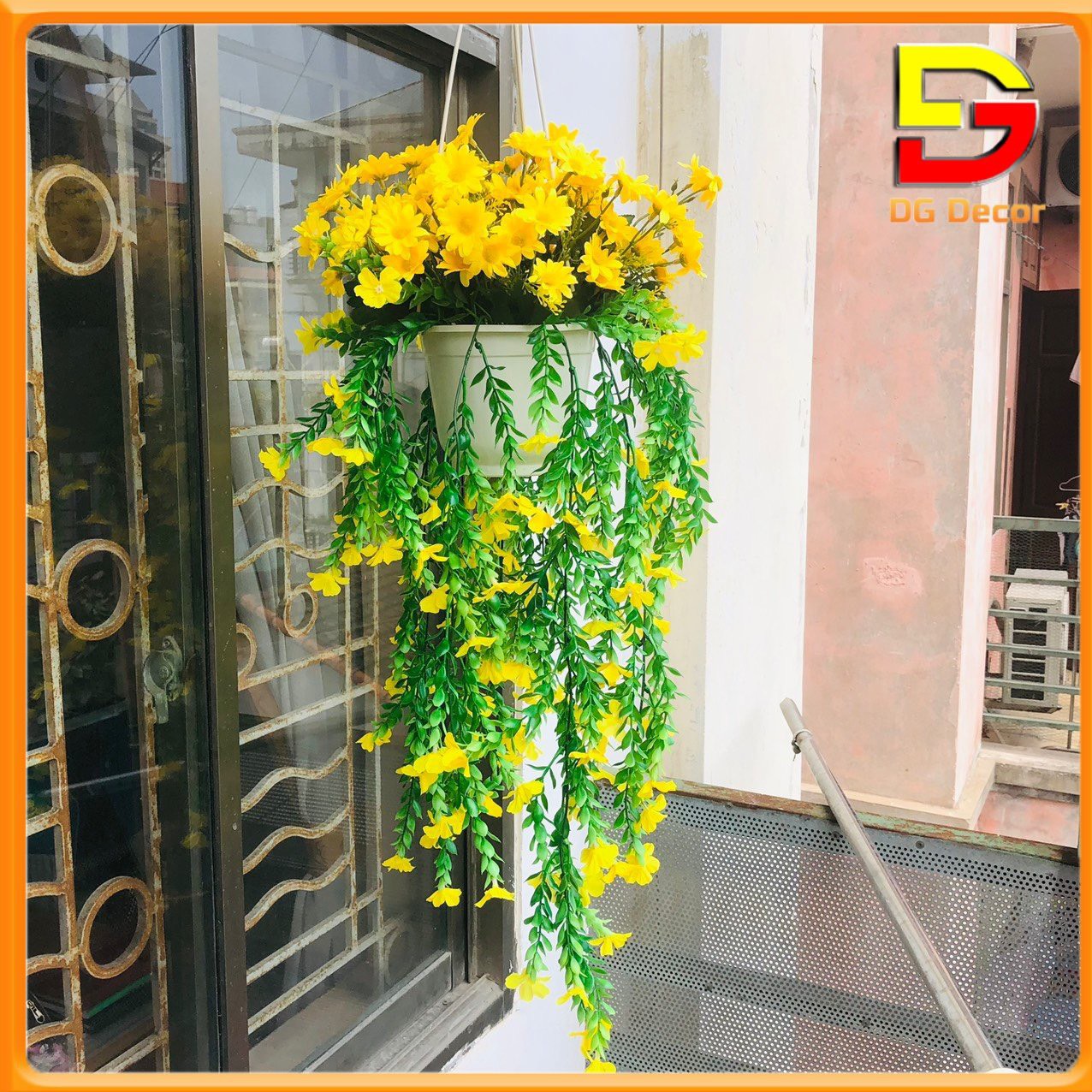 Giỏ Hoa Treo Tường Trang Trí Nhà Cửa Ban Công Chậu Hoa Giả Dài 80cm Decor Phòng Khách Phòng Trà Cắm 