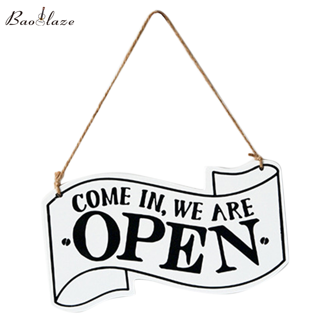 Baoblaze Biển Chào Mừng Đóng Mở Bằng Gỗ Cổ Điển Quán Cà Phê Cửa Hàng Bảng Hiệu Kiểu Treo Cửa Cửa Dấu