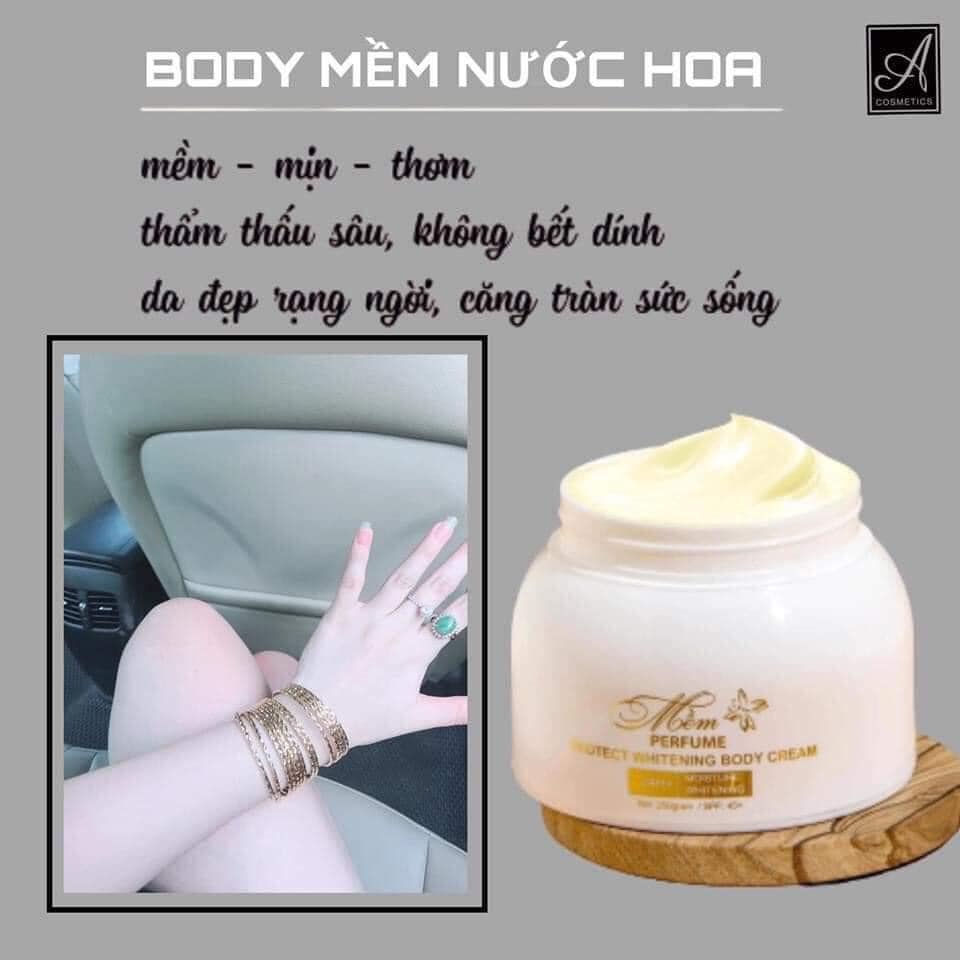 [HCM]SALE SỐC CHỈ HÔM NAY kem body Mềm A Cosmetics mẫu mới hương nước hoa kem dưỡng trắng da a mềm giúp da trắng sáng mềm mịn