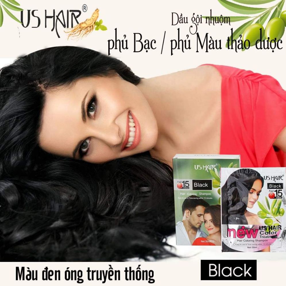 Dầu Gội Thảo Dược Nhuộm Tóc Phủ Bạc Usa Us Hair