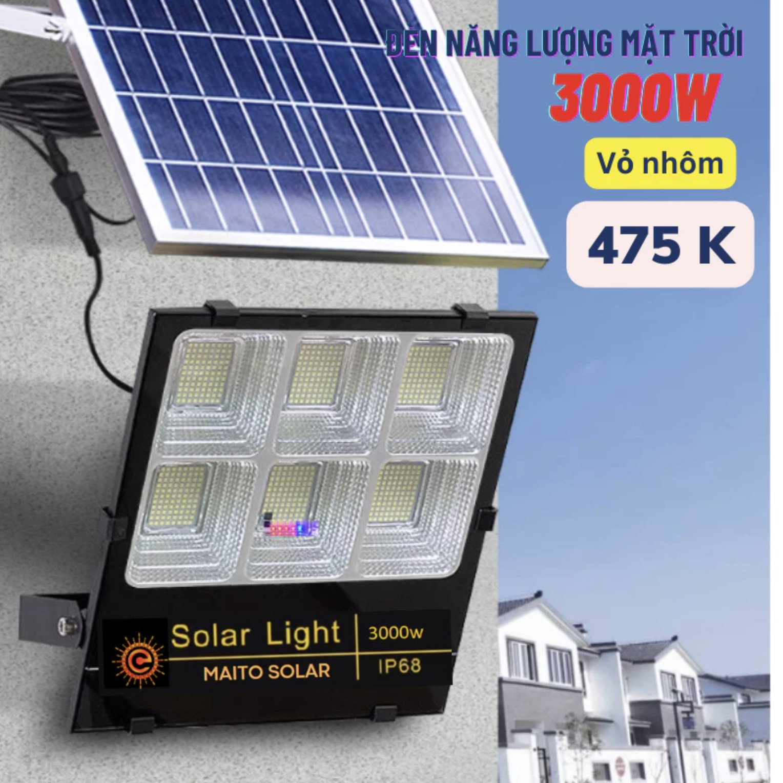 Đèn Năng Lượng Mặt Trời 3000w Tiết Kiệm Điện Năng Chống Nước Ngoài Trời