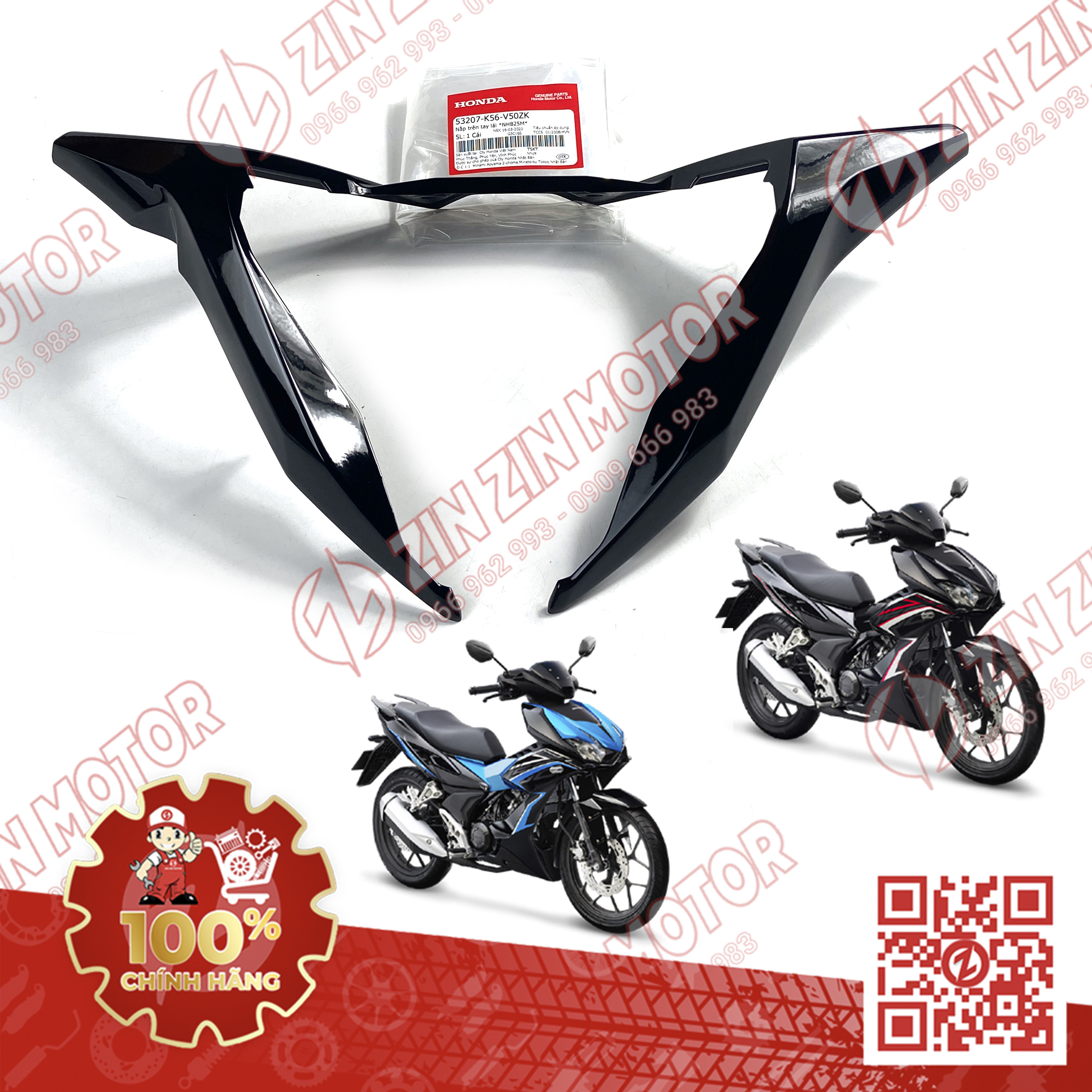 Ốp Viền Đồng Hồ Tai Thỏ Nắp Trên Tay Lái Winner X V2 2019+ RS150 V3 Đủ Màu 53207-K56-V50ZE 53207-K56