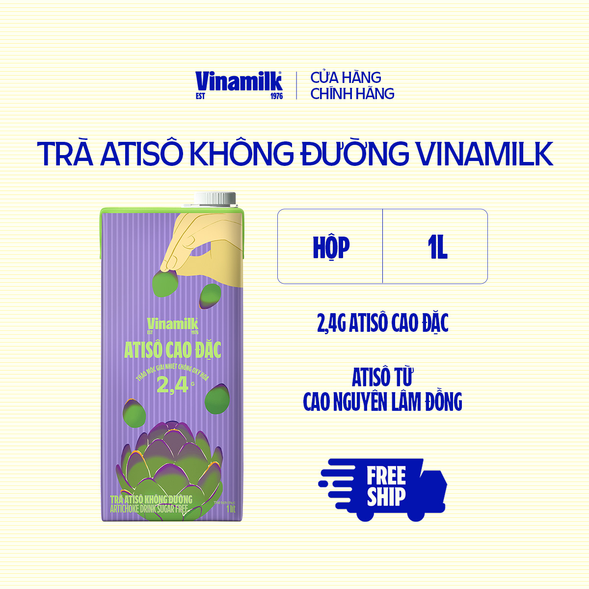 Trà Atiso Không Đường Vinamilk - 6 Hộp giấy 1L