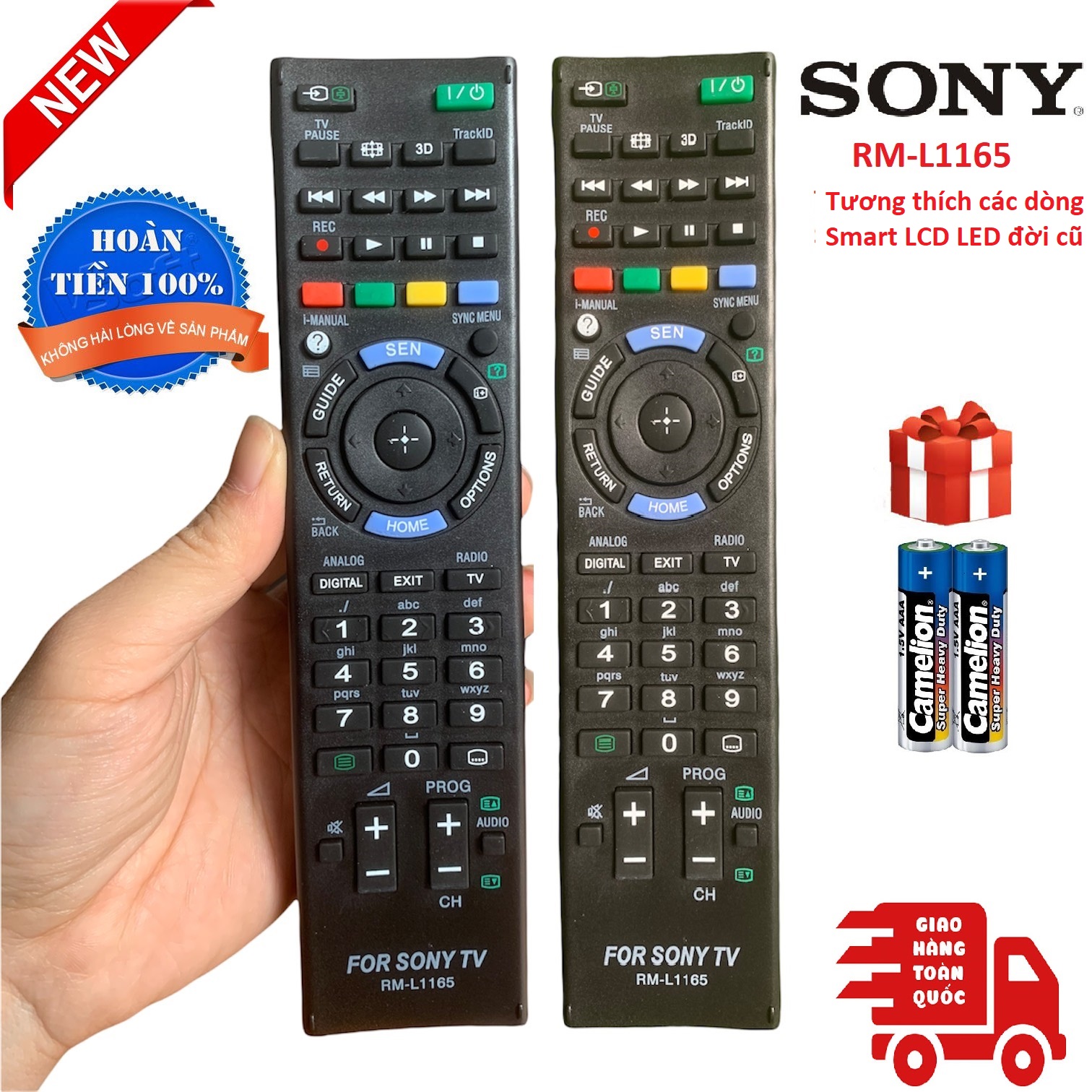 Remote Điều khiển tivi Sony smart RM-L1165 các dòng sony LCD/LED đời cũ Hàng tốt [ tăng kèm pin] KDL