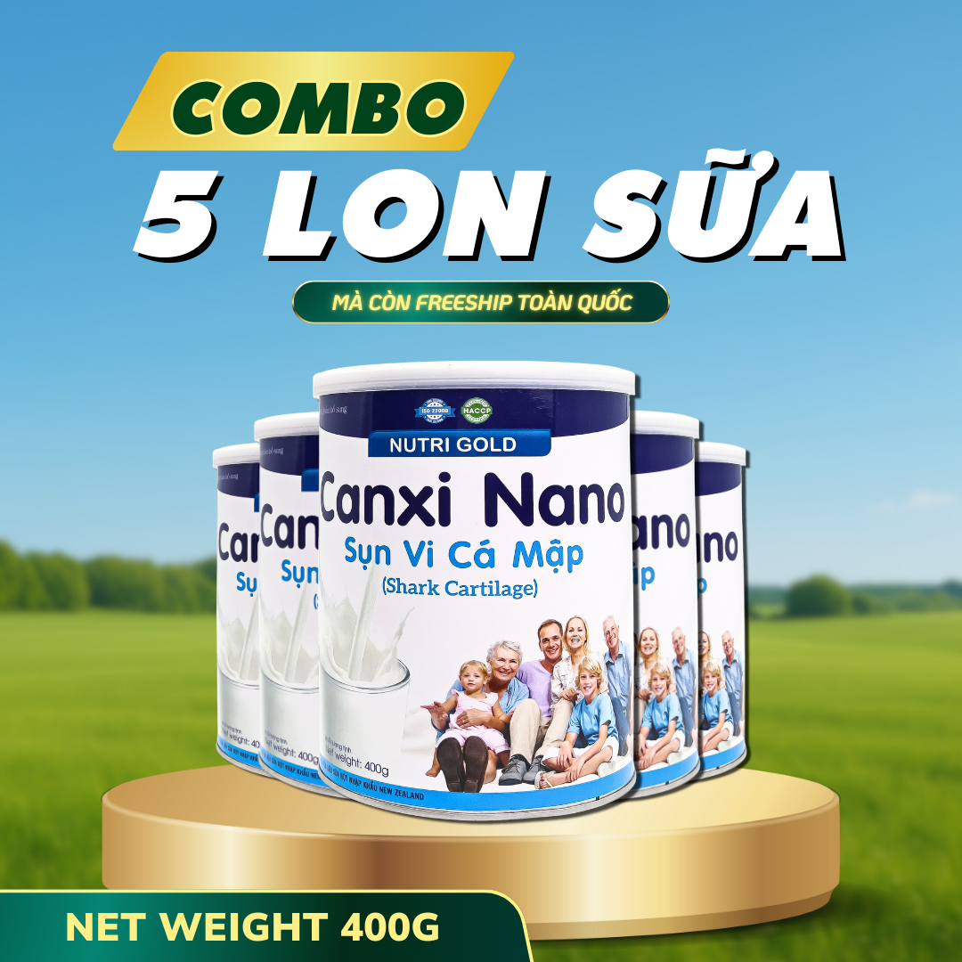 [Lon 400 Gram] Combo 10 Lon Sữa Canxi Nano Sụn Vi Cá Mập MK7 Hỗ Trợ Bổ Sung Cải Thiện Xương Khớp Giả