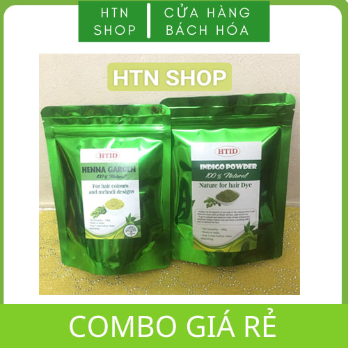 Combo Bột nhuộm tóc bạc lá henna và indigo nâu sẫm - indigo powder and henna powder