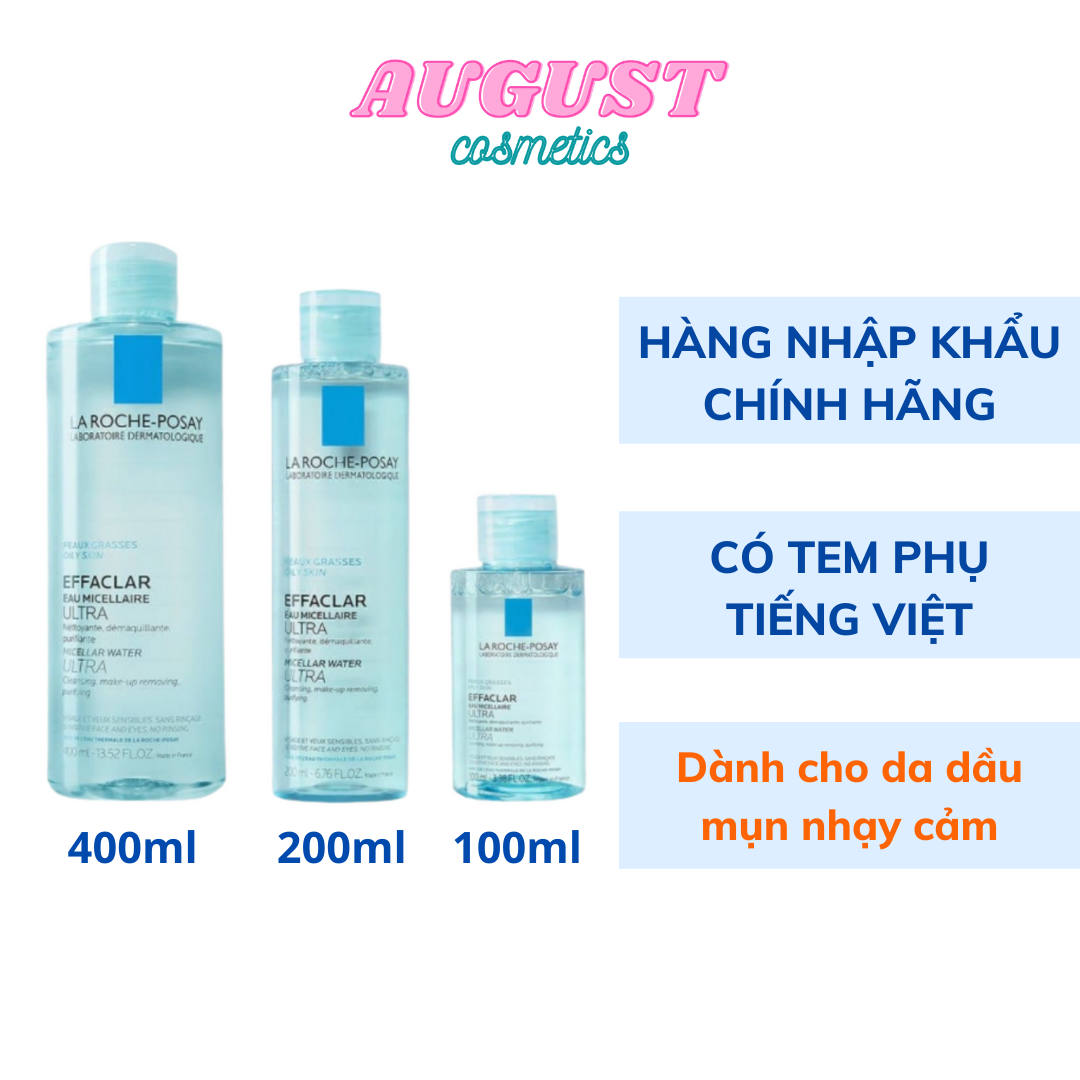 [Hàng Nhập Khẩu] Nước Tẩy Trang La Roche Posay Cho Da Dầu Mụn Micellar Water Ultra Oily Sensitive Skin 2 Dung Tích 200Ml Và 400Ml