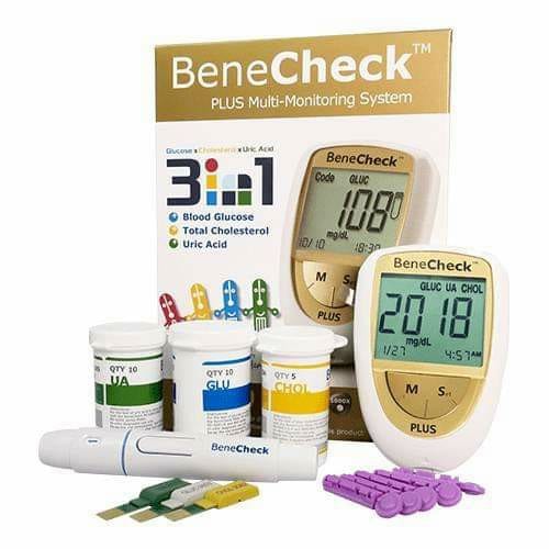 [Hcm]Máy Đo Đường Huyết(Glucose) Mỡ Máu(Cholesterol) Gút (Axit Uric) Benecheck 3 In 1