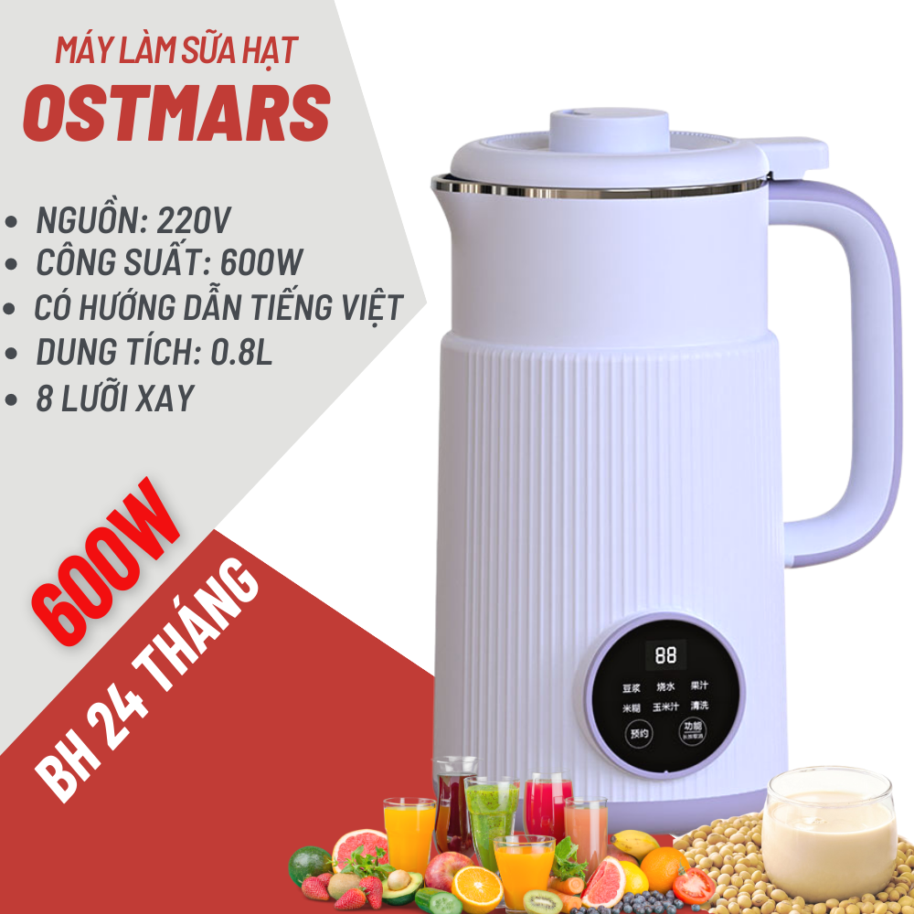 [ HÀNG XẢ ] Máy Làm Sữa Hạt OSTMARS - ZENGON | Dung Tích 0.8L - 1.2L | Công Suất 600W - 850W | Lưỡi 