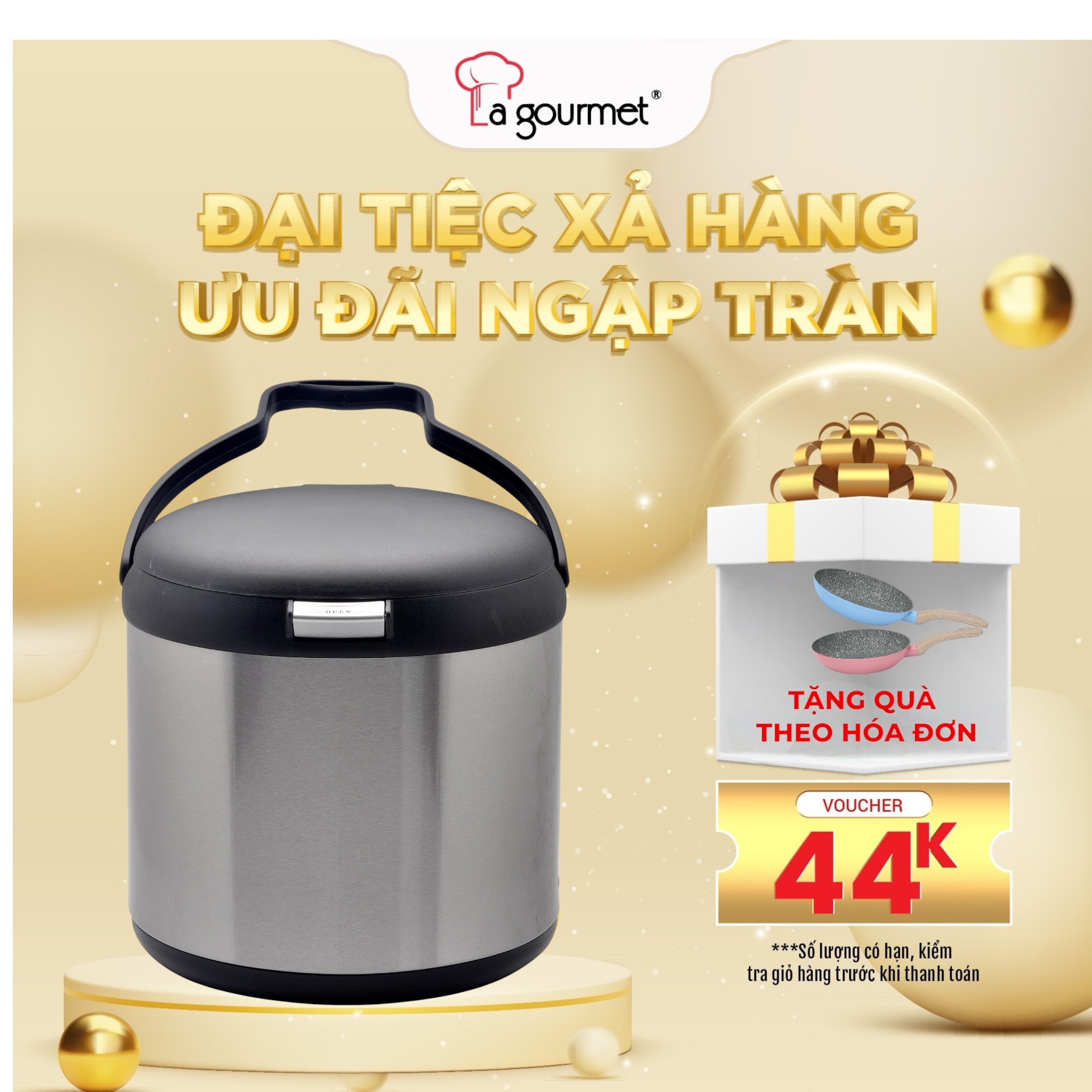 Nồi ủ giữ nhiệt La Gourmet 326065 - Dung tích 4.5L, màu xám