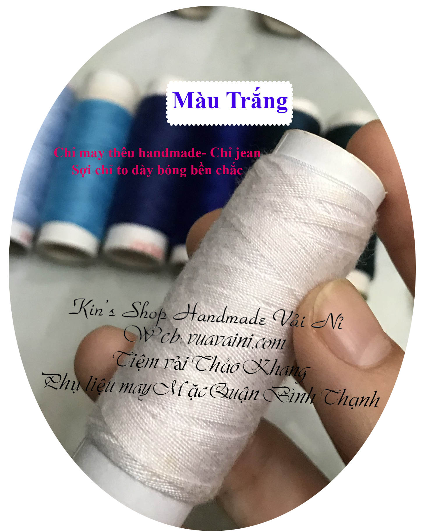 Chỉ Handmade Cuộn Sợi Chỉ To kiểu chỉ jean chuyên dùng may thêu đồ handmade gấu bông may vải nỉ len thêu thùa phụ liệu may- Kinshophandmade