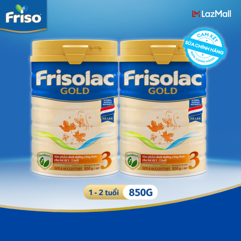 Combo 2 lon Sữa Bột Frisolac Gold 3 lon thiếc 800G cho trẻ từ 12-24 tháng tuổi
