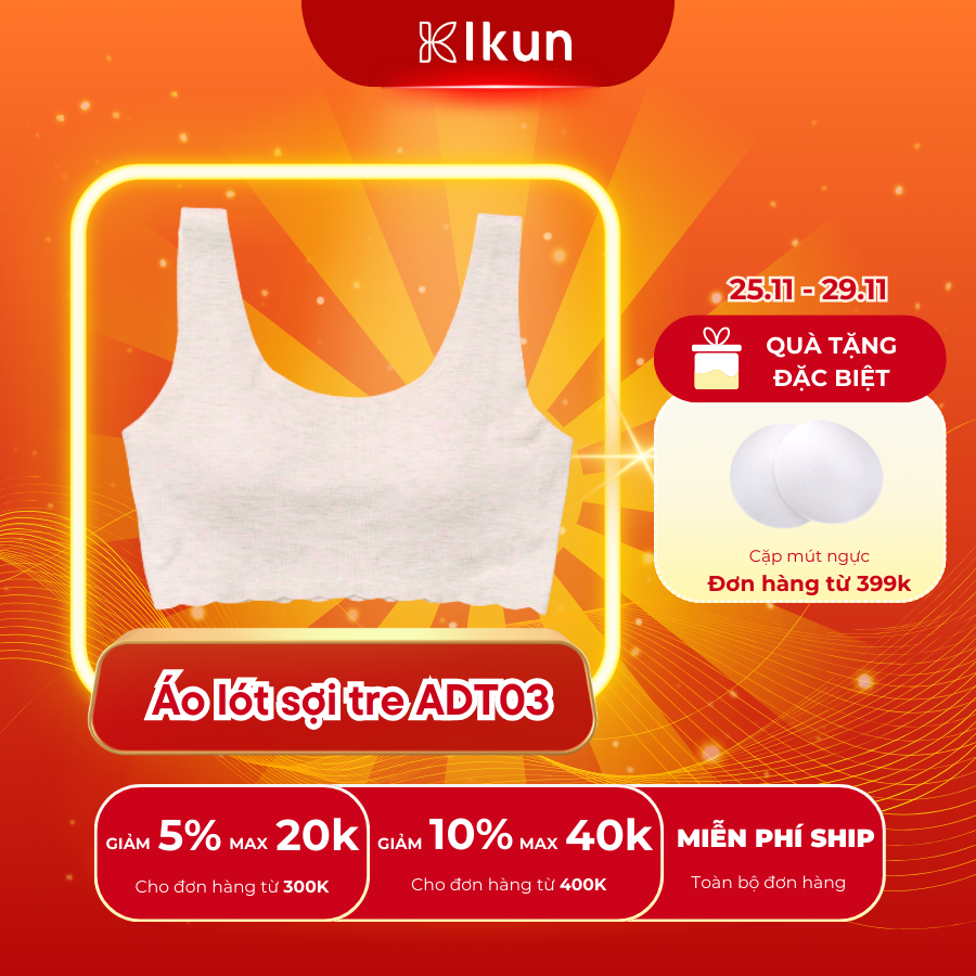 Áo lót bé gái tuổi teen IKun Dễ Thở chất liệu sợi tre cao cấp áo ngực bé gái mới lớn tuổi dậy thì mà