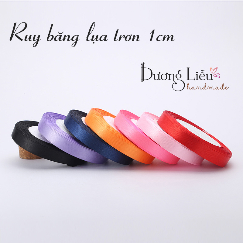 Cuộn ruy băng lụa trơn bản 1cm dài 22m