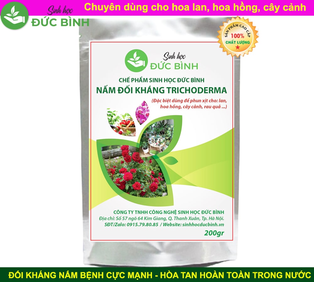 NẤM ĐỐI KHÁNG TRICHODERMA DẠNG BỘT HÒA TAN TRONG NƯỚC TƯỚI LAN VÀ HOA HỒNG RAU