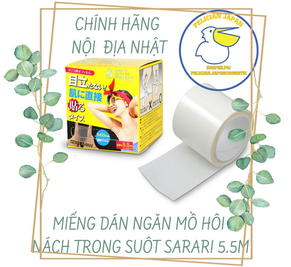 [Hcm]Miếng Dán Ngăn Mồ Hôi Nách Dạng Trong Suôt Sarari Waki Film 5.5M Hàng Nhật Chính Hãng