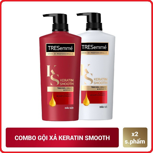 [HCM]Combo gội 640g + xả 620g Tresemmé keratin smooth tinh dầu argan và keratin vào nếp suôn mượt cam kết hàng đúng mô tả sản xuất theo công nghệ hiện đại an toàn cho người sử dụng