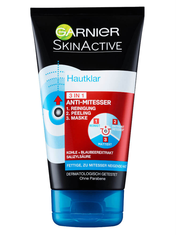 Sữa Rửa Mặt Garnier Hautklar 3in1 Anti Mitesser Giảm Mụn Đầu Đen 150 ml