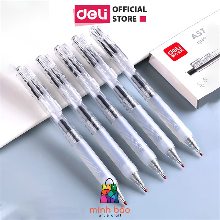 HỘP 5 BÚT GEL ĐEN/XANH DELI A575 NGÒI 0.5MM NGÒI BÚT THAY THẾ