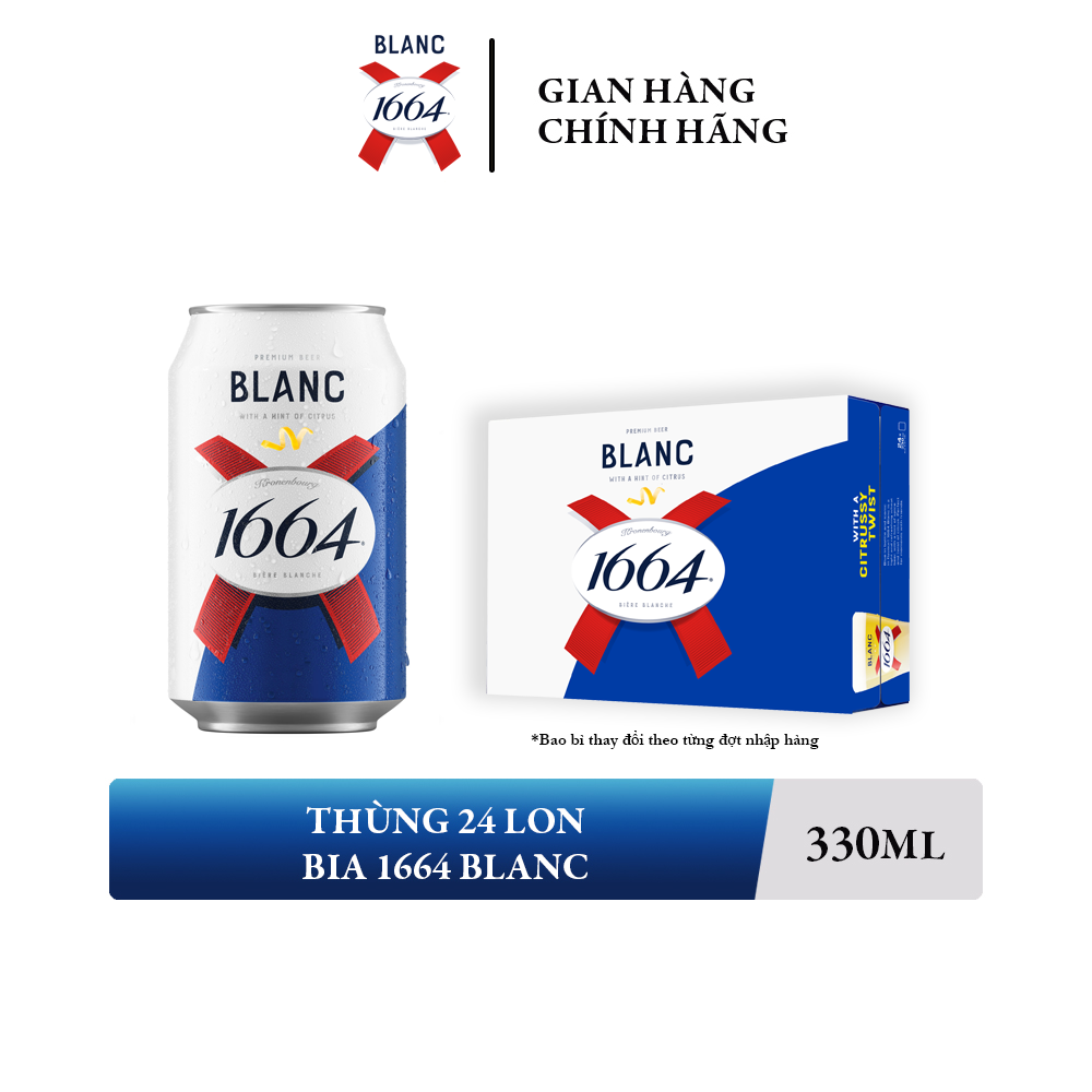 [GIAO NHANH 2H] - Thùng 24 lon bia Kronenbourg 1664 Blanc 330ml - Nồng độ cồn 5%