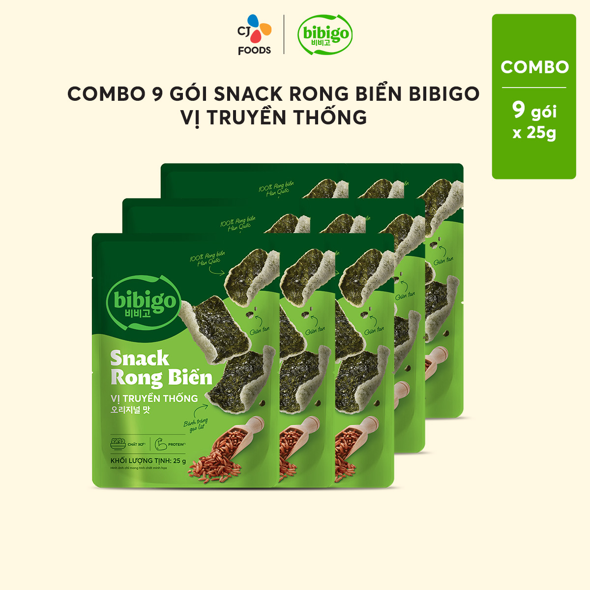 Snack rong biển Bibigo vị truyền thống 25g