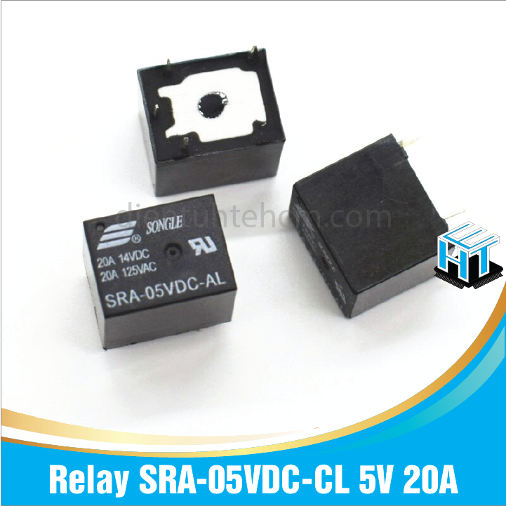 Relay SRA-05VDC-CL  5V 20A 5 chân và Relay SRA-05VDC-AL 5V 20A 4 chân