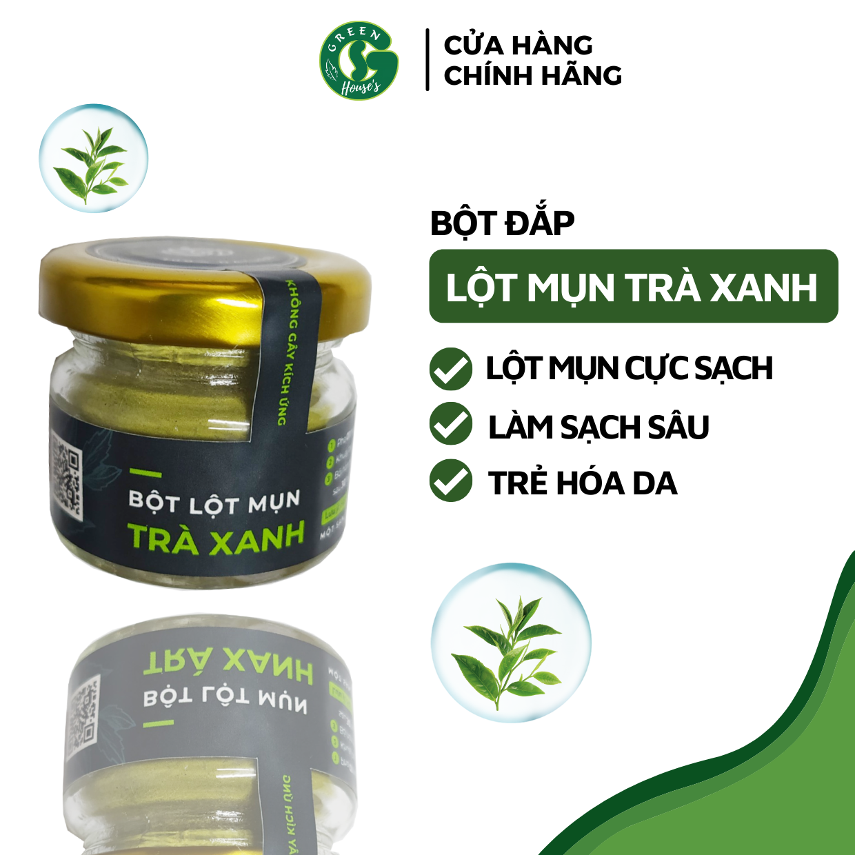 Bột lột mụn Trà Xanh Matcha Nguyên chất Organic - Handmade - LM005
