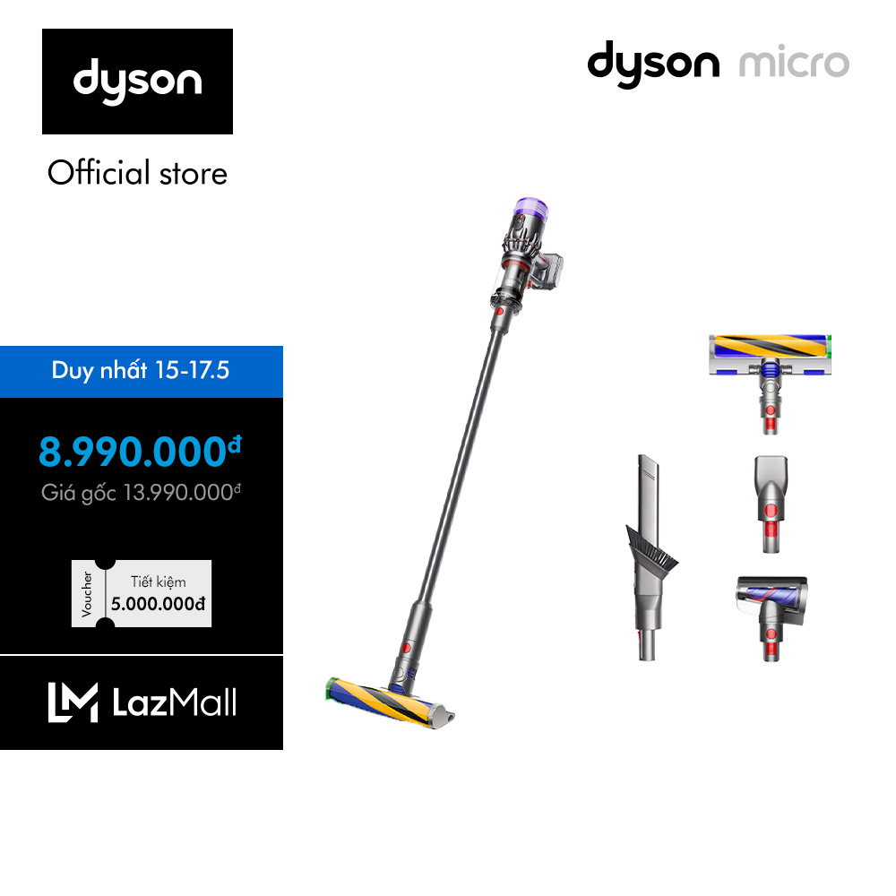 Máy hút bụi không dây Dyson Micro SV21 - Màu Nickel, Dung lượng 0.2L, Trọn bộ phụ kiện