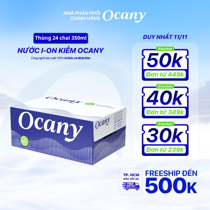 Nước uống ion kiềm Ocany chai 350ml thùng 24 chai