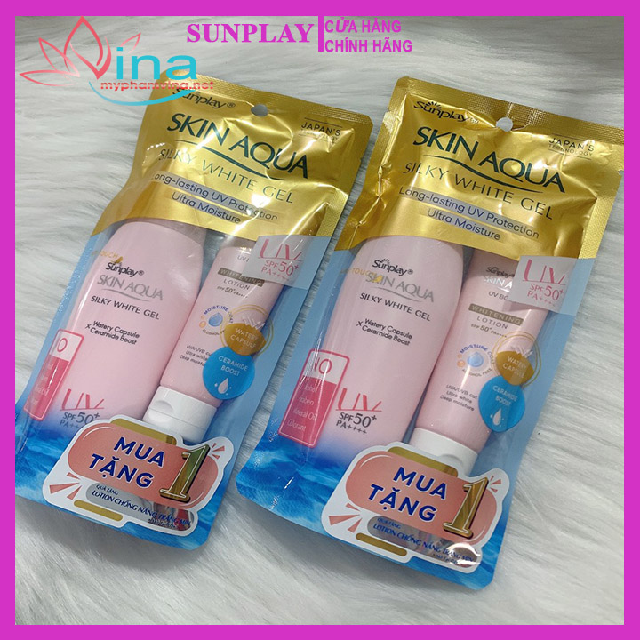 [Hcm]Gel Chống Nắng Dưỡng Da Trắng Mịn Sunplay Skin Aqua Silky White Gel Spf50+ Pa++++ 70Gr