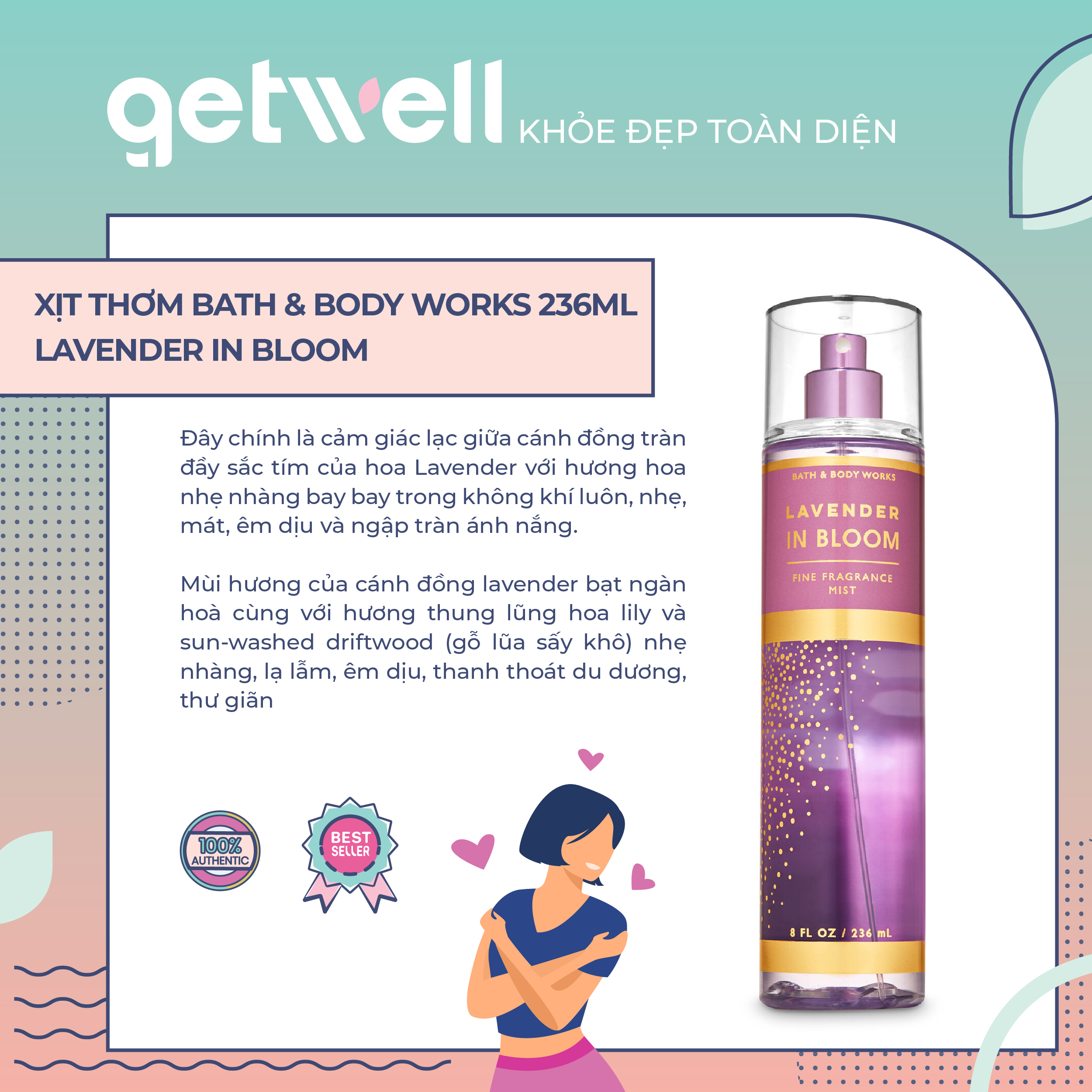 [Hcm]Lavender In Bloom | Xịt Thơm Toàn Thân Bath & Body Works Fine Fragrance Mist (236Ml)