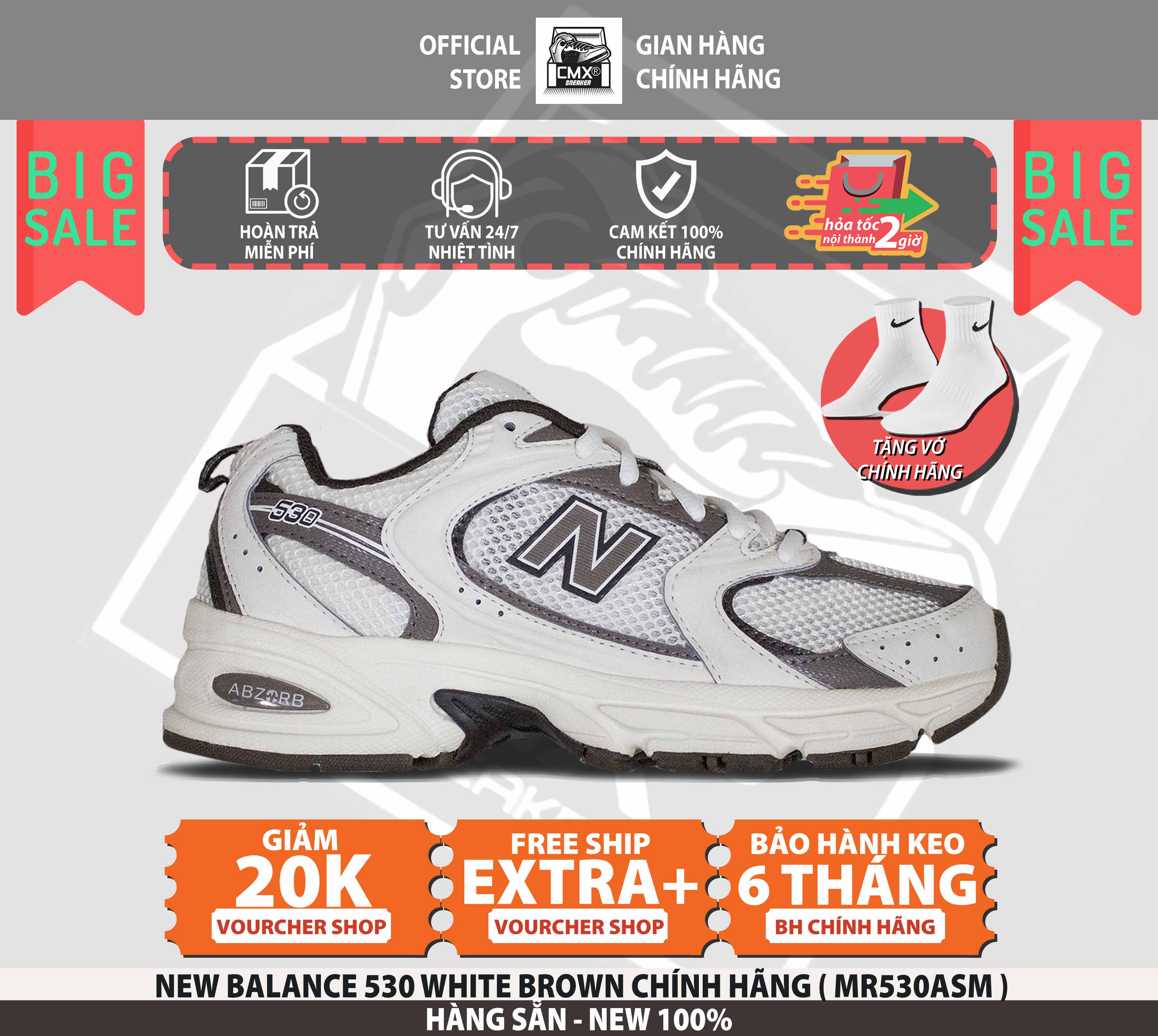 [ HÀNG CHÍNH HÃNG CÓ SẴN ] Giày 𝐍𝐞𝐰 𝐁𝐚𝐥𝐚𝐧𝐜𝐞 530 OFF WHITE / BEIGE ( MR530ASM ) - AUTHENTIC 100%